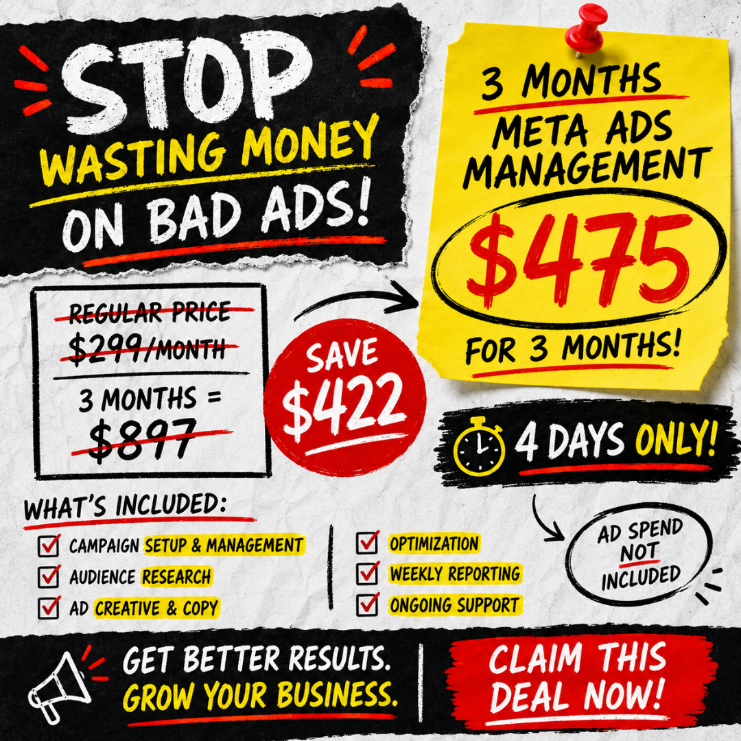 Analytics & Beyond Marketing Inc. Facebook ad: 3 Months of Meta Ads for $475