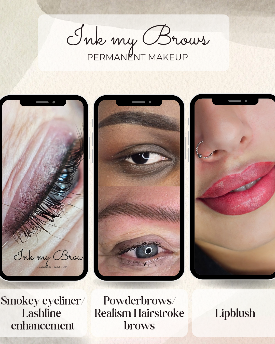 Ink My Brows Permanent Makeup Facebook ad: Wake up flawless, every single day.
