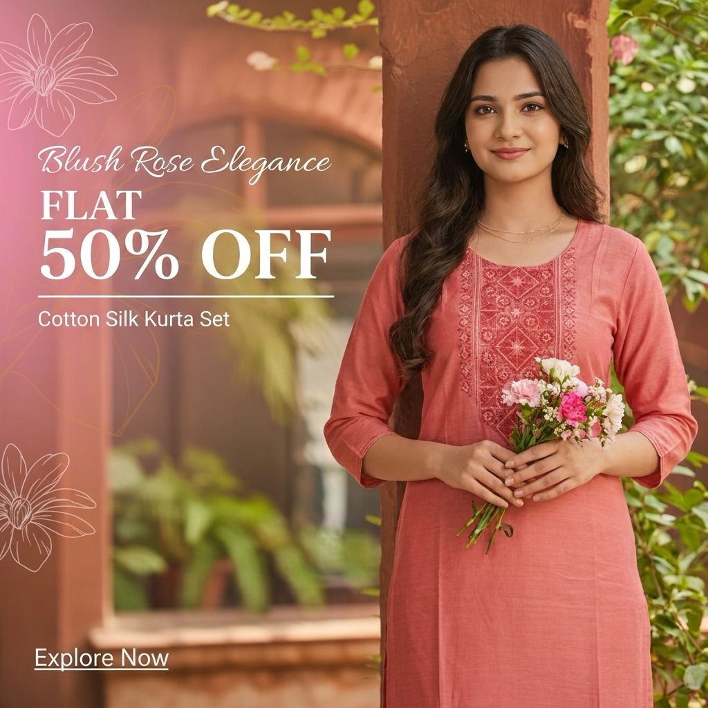 Sakta.com Facebook ad: Elegant Co-ord Set in Linen Cotton