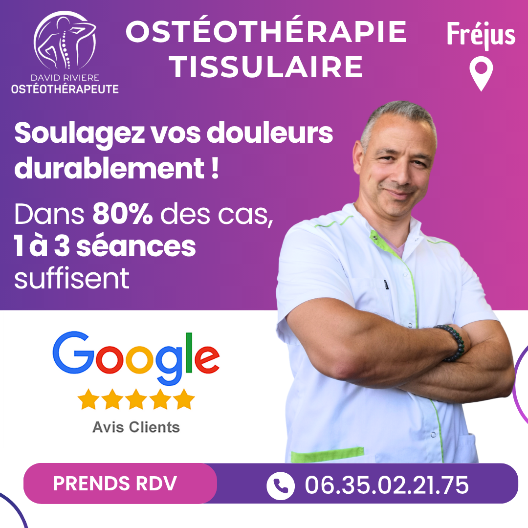 David Riviere Ostéothérapeute Fréjus Facebook ad: Je suis spécialisé en ostéothérapie tissulaire réflexe, une…