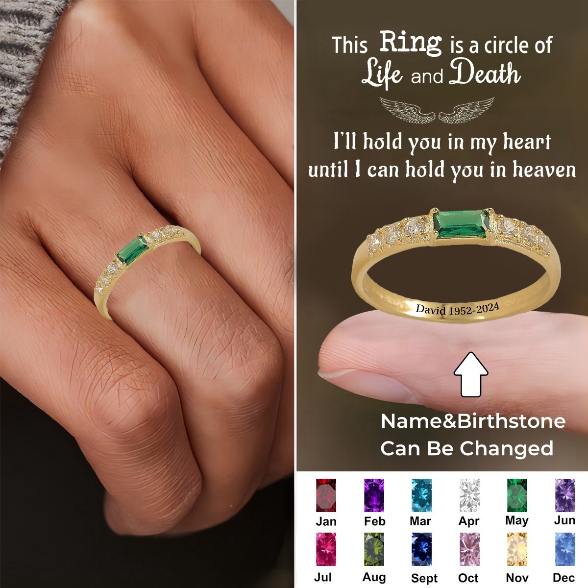 Finsift Facebook ad: Personalized Birthstone Memorial Ring - Gift For Love one