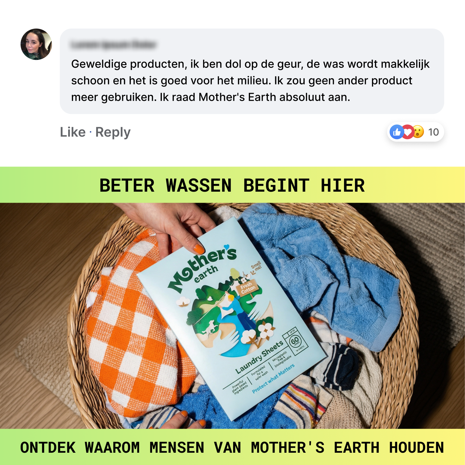 Mothers Earth Facebook ad