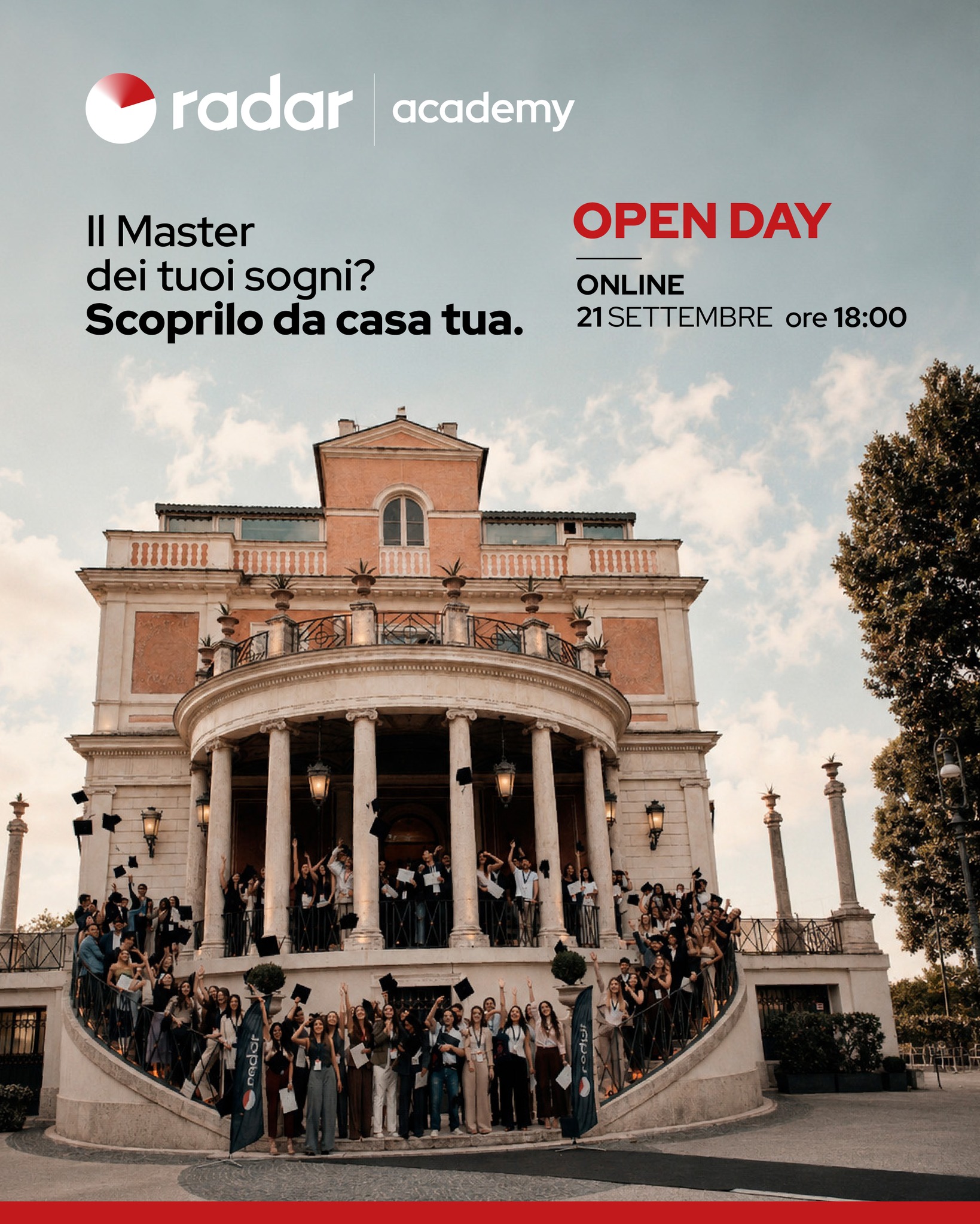 RADAR Academy Facebook ad: Open Day: come scegliere il Master giusto per te