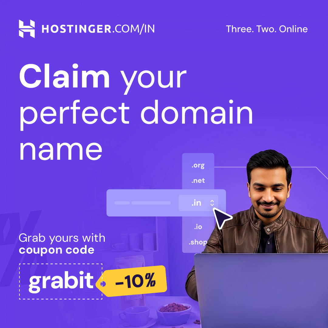 Hostinger Facebook ad: Stand out with a unique domain name