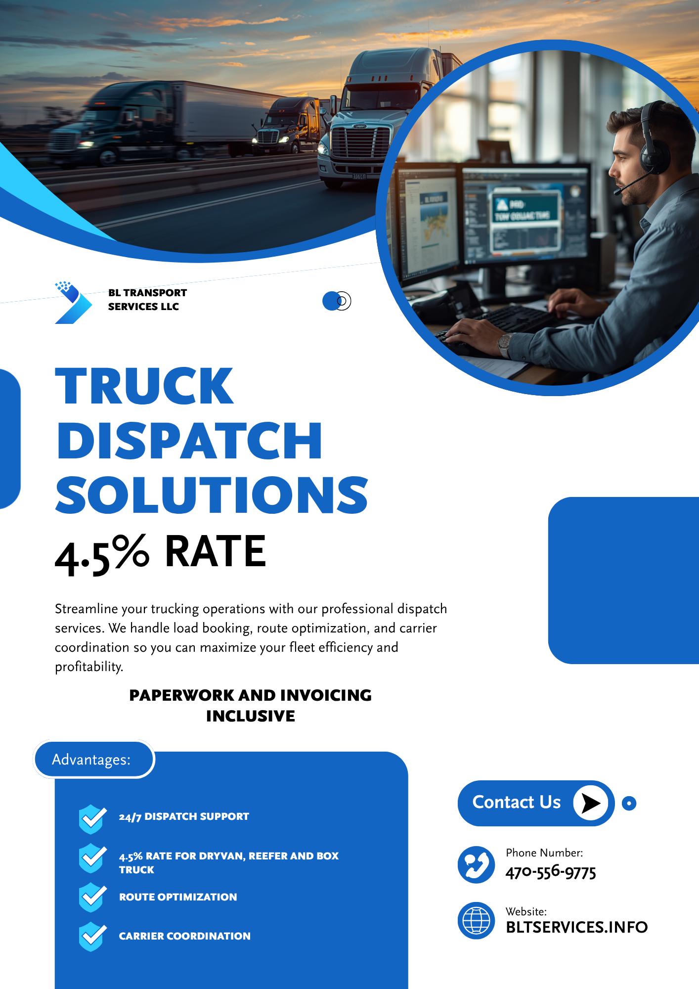 BL Transport Services LLC Facebook ad: Great Dispatch Solutions For Dry vans, Reefers And…