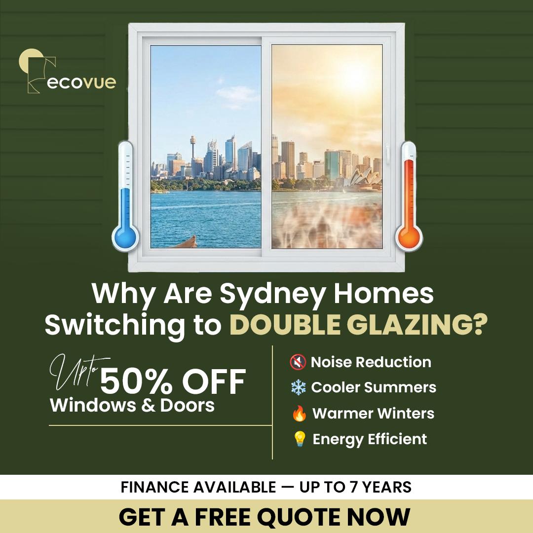 Ecovue Facebook ad: Up To 50% Off - Windows & Doors Upgrade - Pay Later