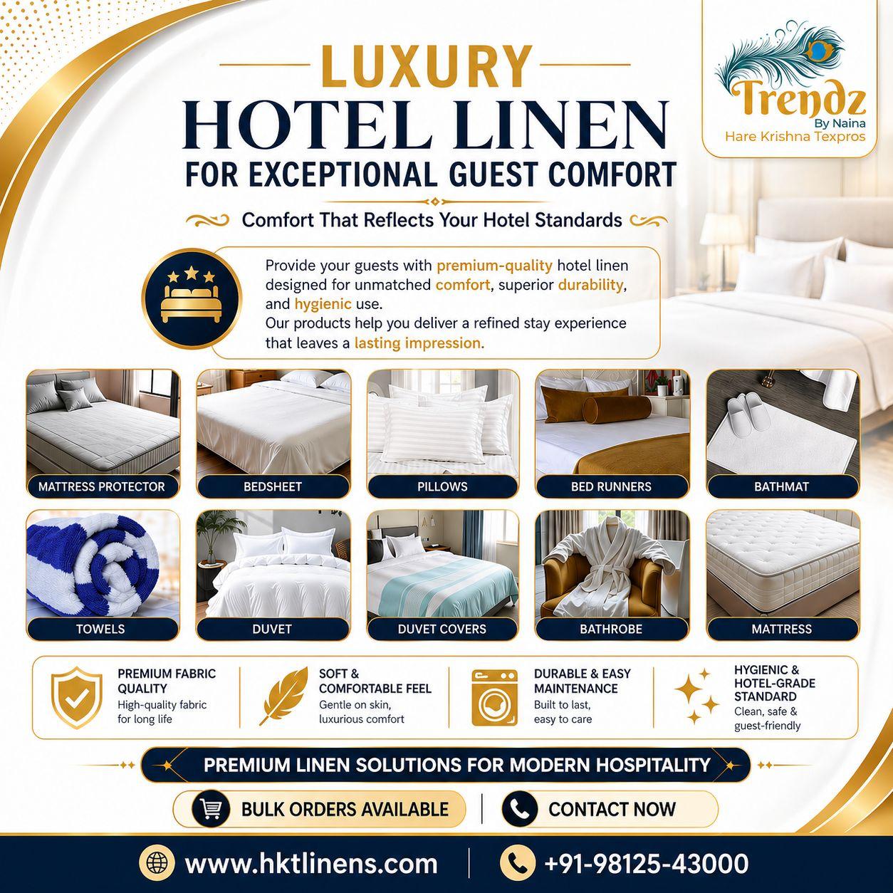 Hare Krishna Texpros Trendz by NAINA Facebook ad: Leading Supplier of Hotels Bedding, Towels, Bed runner…