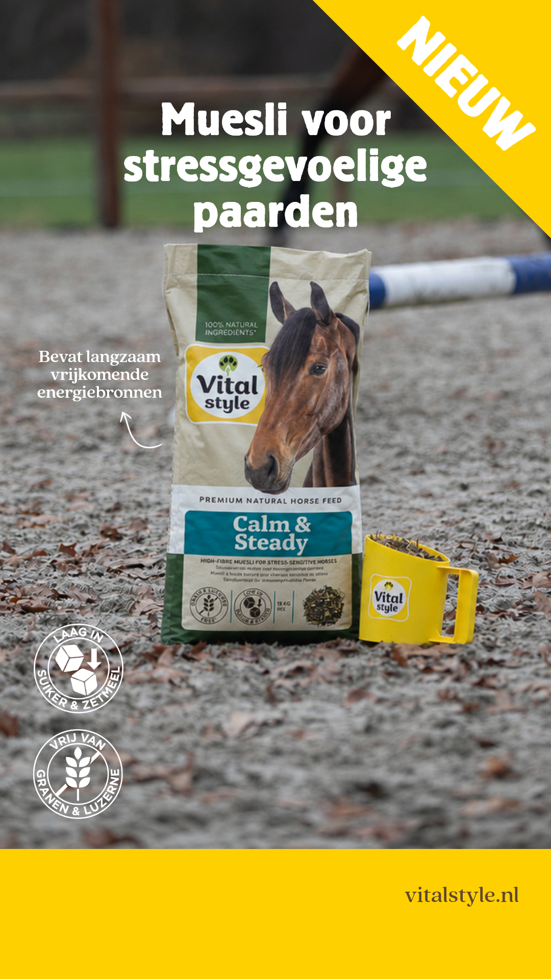 Vitalstyle.nl Facebook ad: NIEUW: Calm & Steady muesli
