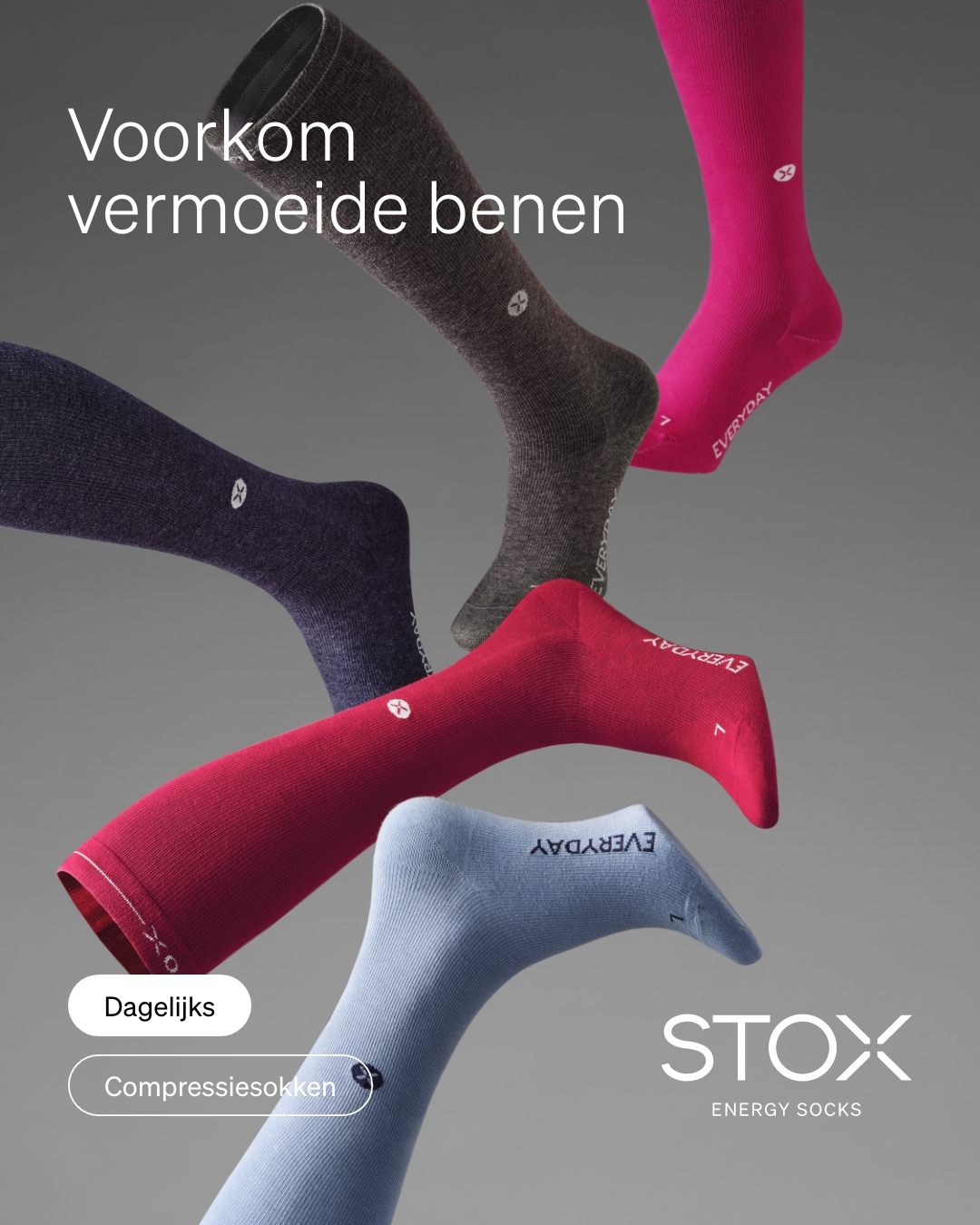 STOX Energy Socks Facebook ad: Voorkom vermoeide benen