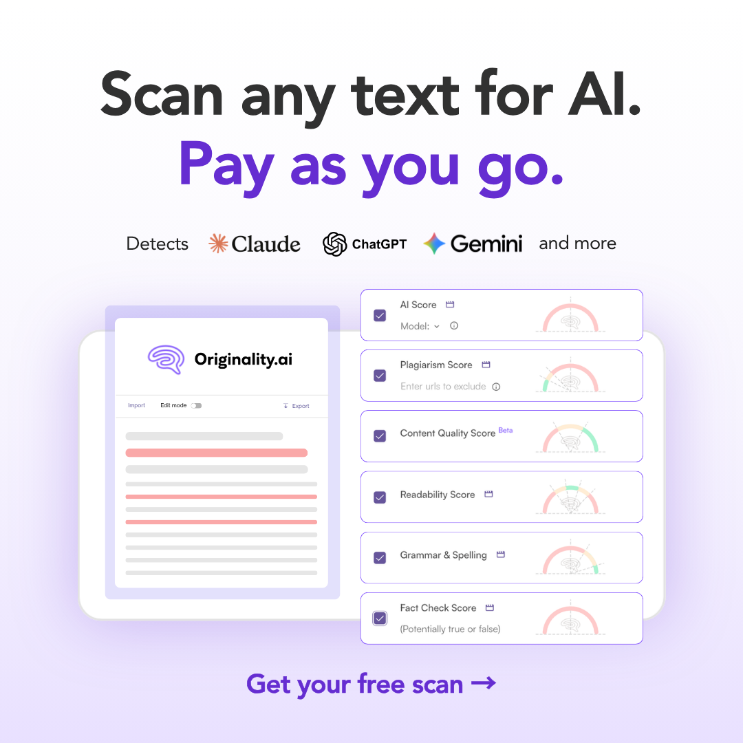 Originality.AI - AI Detection and Plagiarism Checking Facebook ad