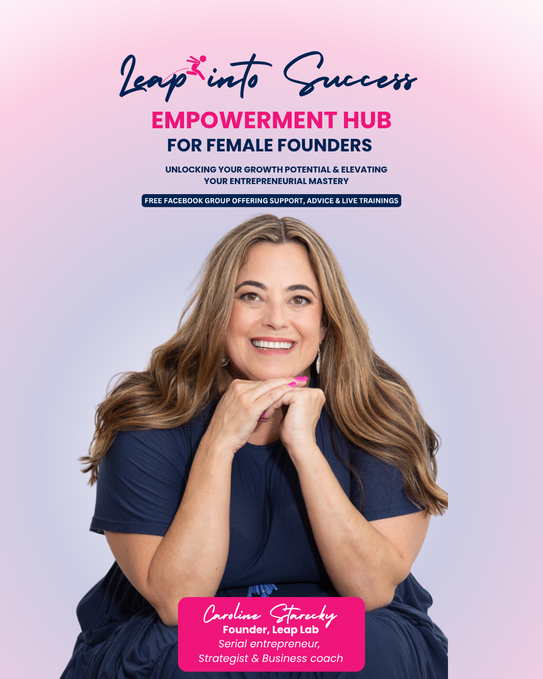 Leap Lab Facebook ad: Leap into Success | Empowerment Hub for Female Founders