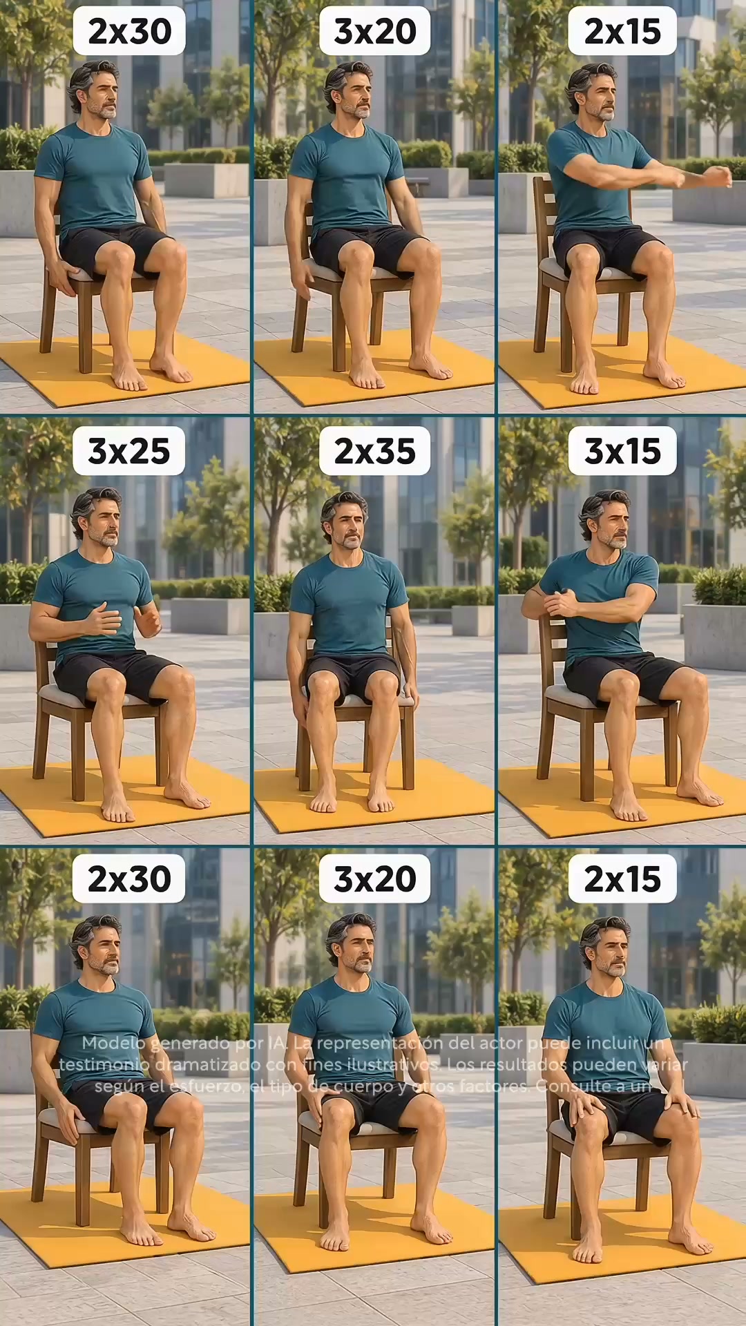 Master Chen Home Workouts Facebook ad: Tai Chi en silla para hombres de 50+.