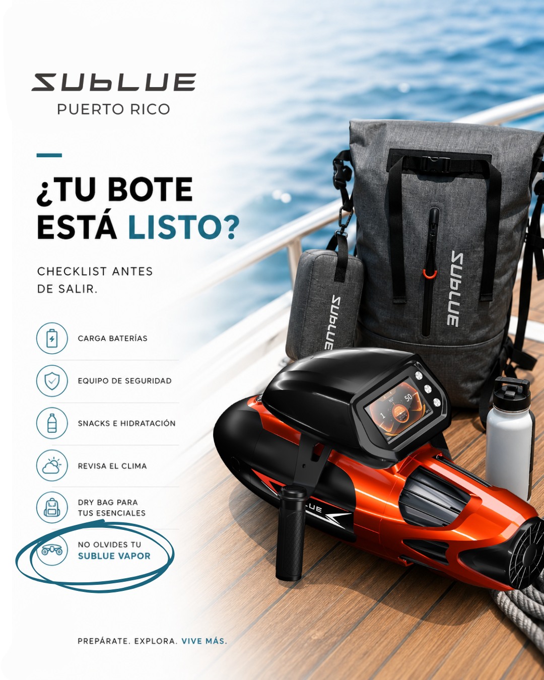 Sublue Puerto Rico Facebook ad: Antes de salir, revisa lo esencial.