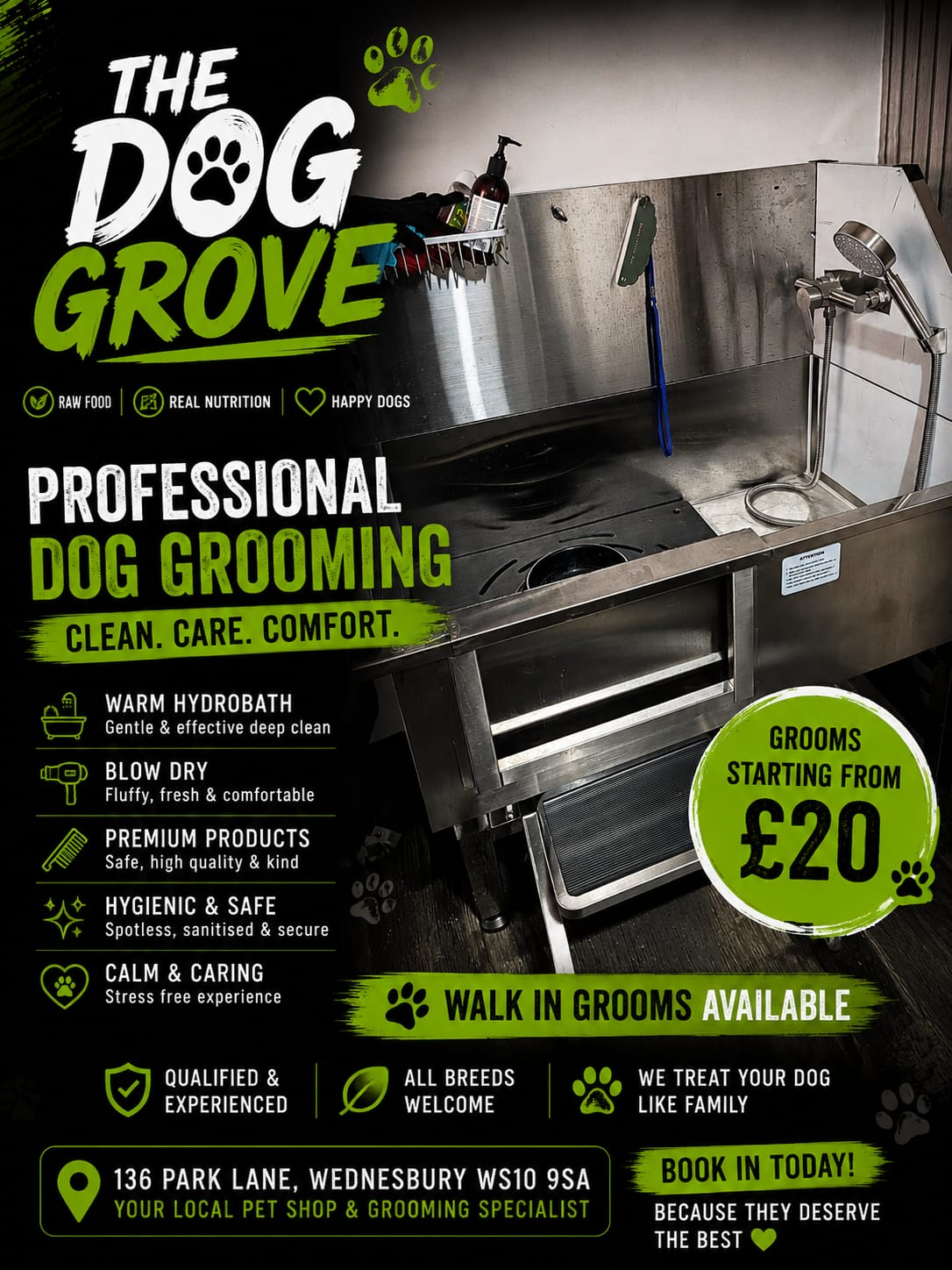 The Dog Grove Facebook ad: Treat your dog to a grooming experience they'll…
