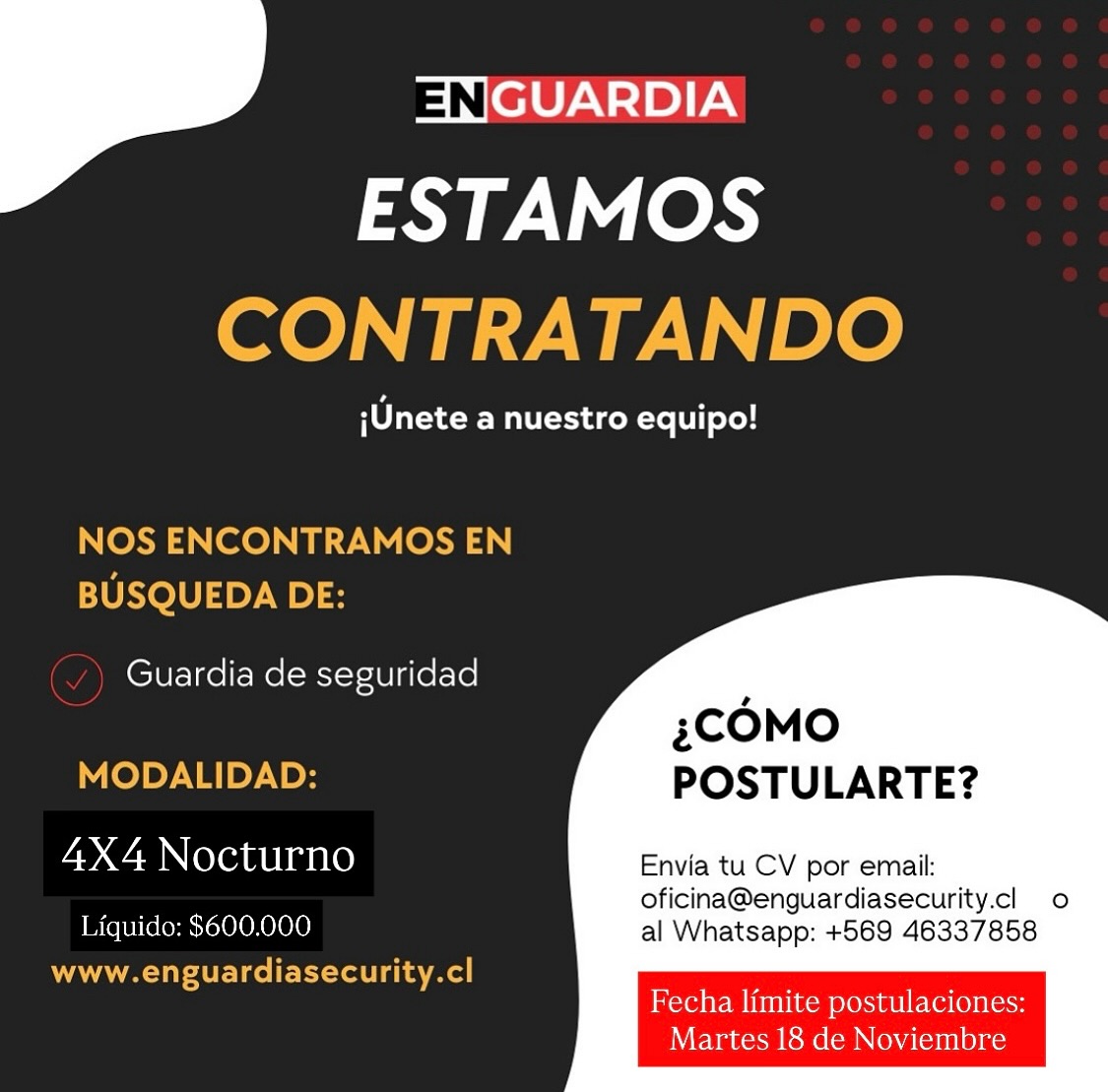 Enguardia security Facebook ad: Únete a Enguardia
