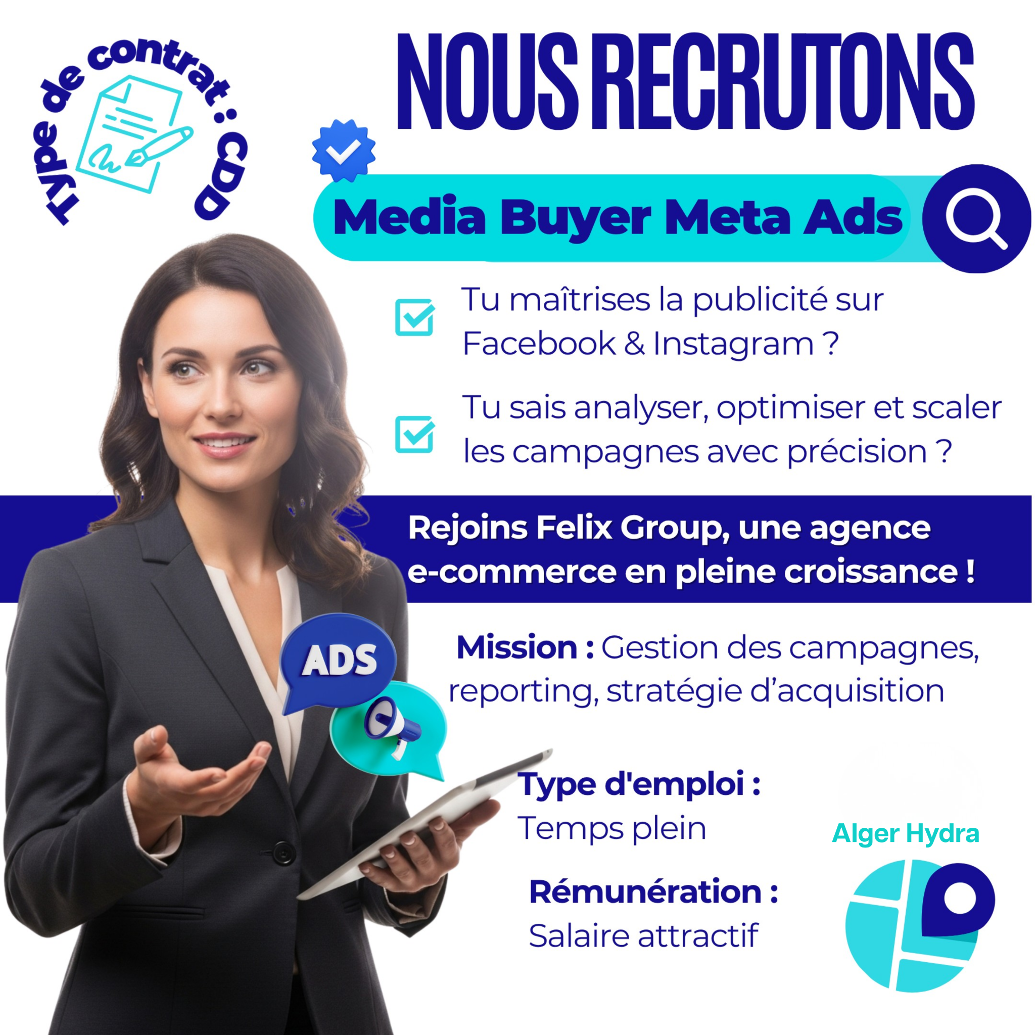 Become Facebook ad: Opportunité d’emploi: Félix Groupe media buyer