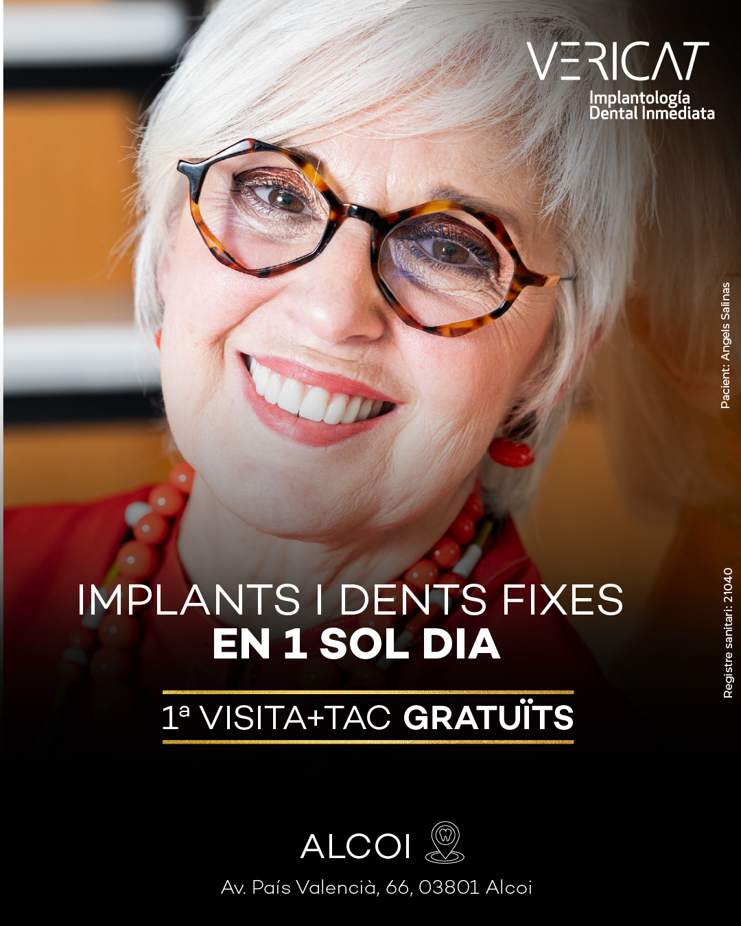 Vericat Implantología Inmediata. Clínica de implantes dentales. Facebook ad: Vericat Implantología Dental Inmediata