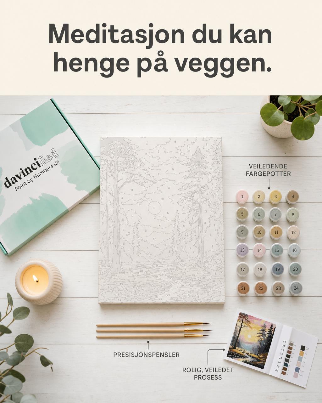 Davincified Norway Facebook ad: Ferdig kunstverk, uten malertalent