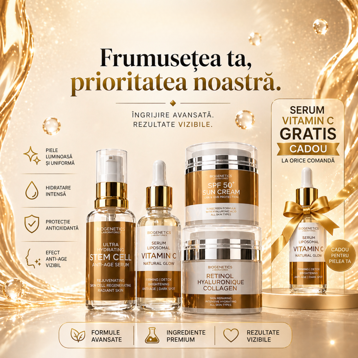 Biogenetics Skincare Facebook ad: Serum Vitamina C - CADOU