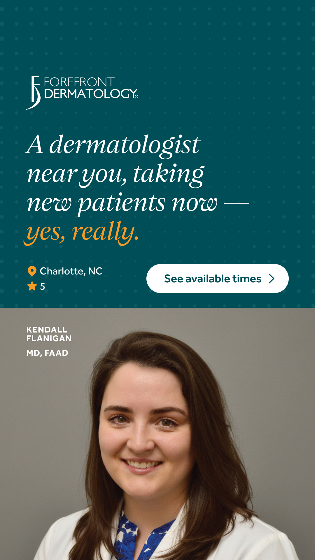 Forefront Dermatology Charlotte Facebook ad from Jun 15, 2026