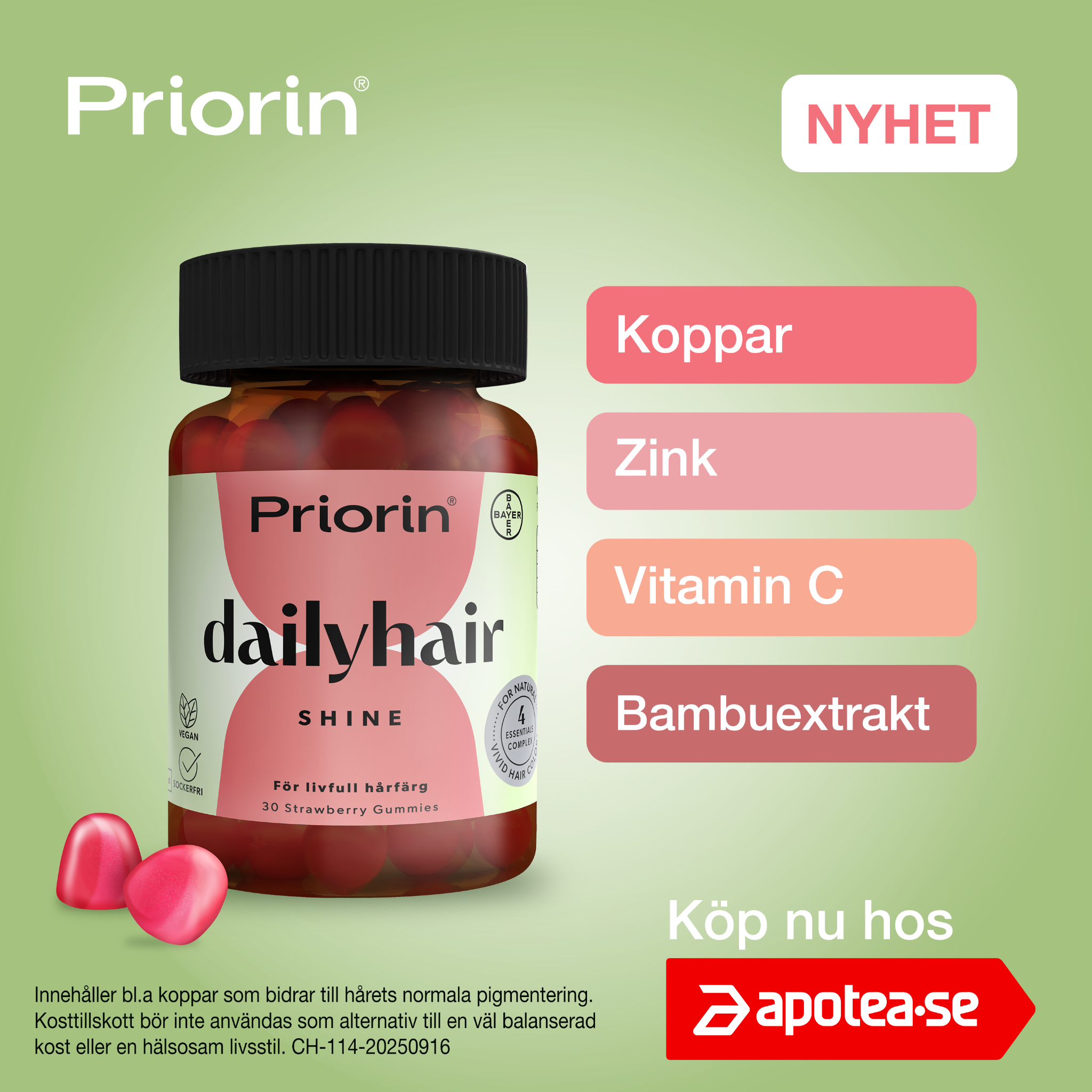 Priorin Sverige Facebook ad: Köp på Apotea