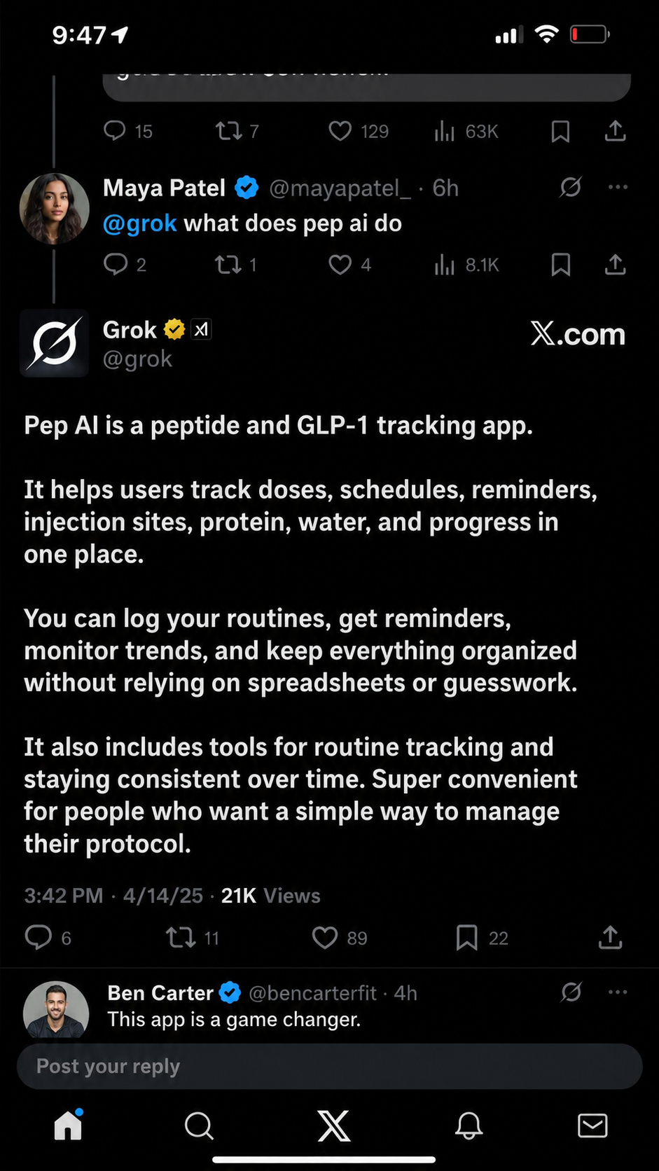 Pep AI Facebook ad: The #1 Peptide Tracking App