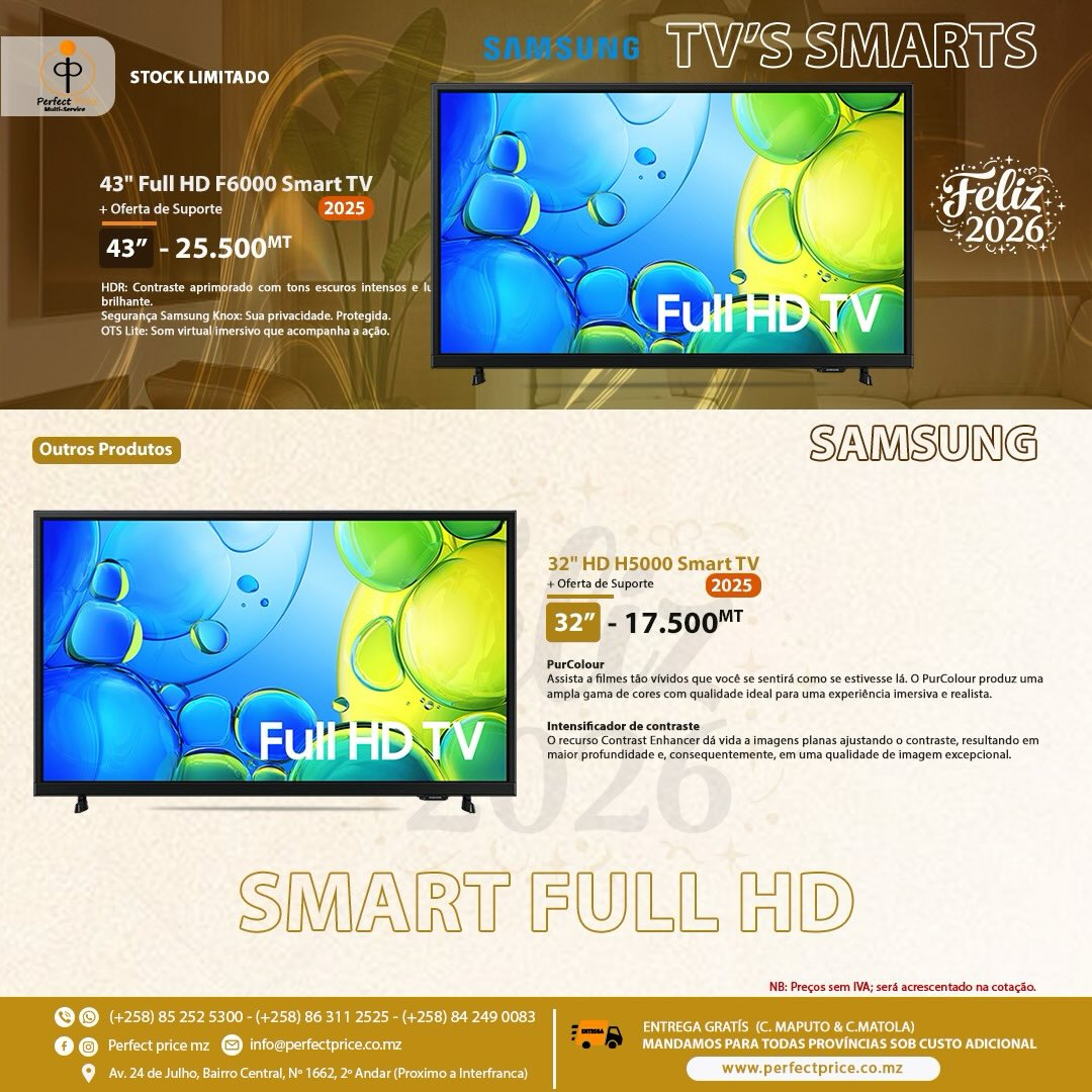 Perfect Price Facebook ad: TVs disponíveis: Modelo 2025