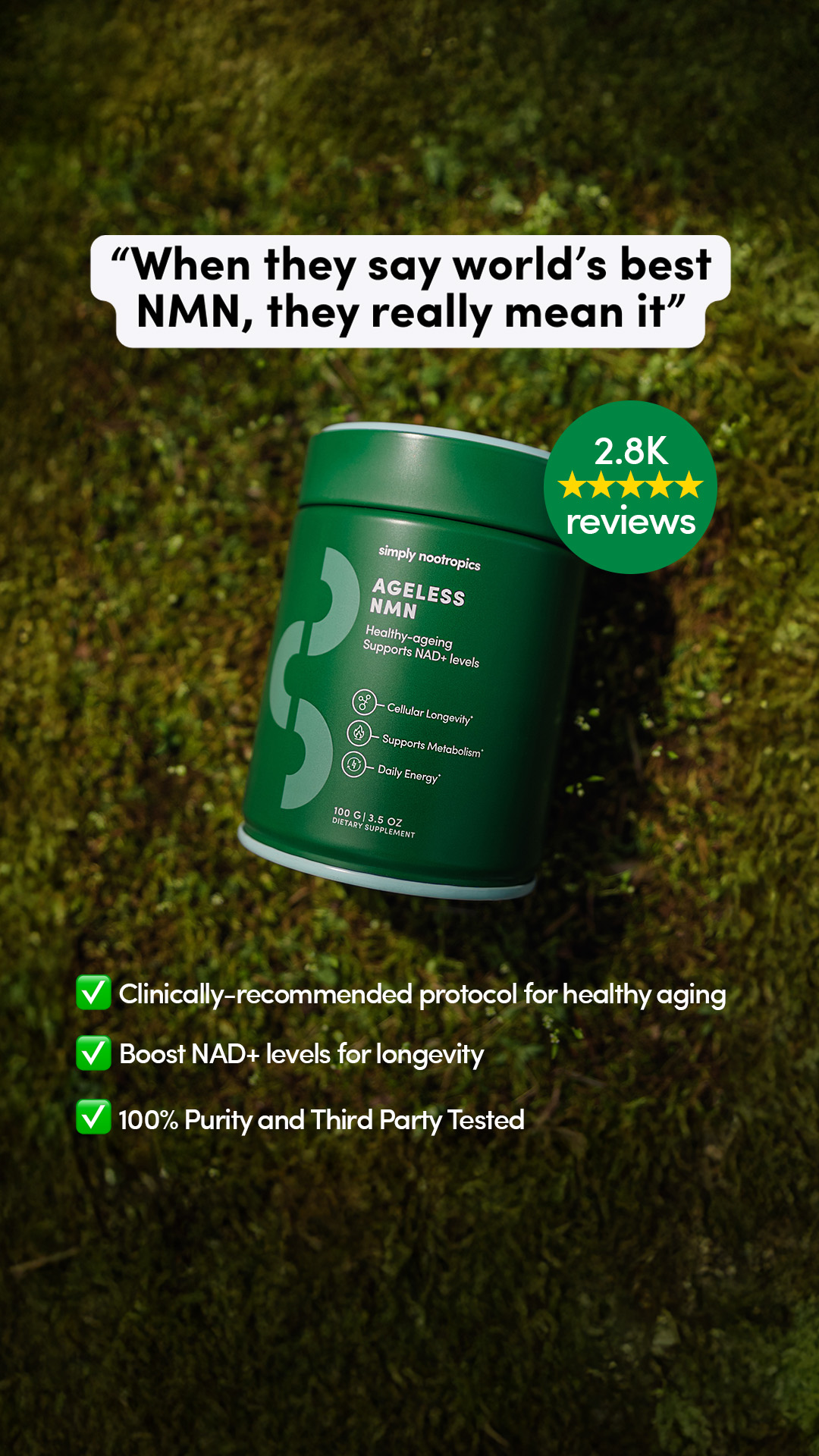 Simply Nootropics Facebook ad: Stay Sharp Longer