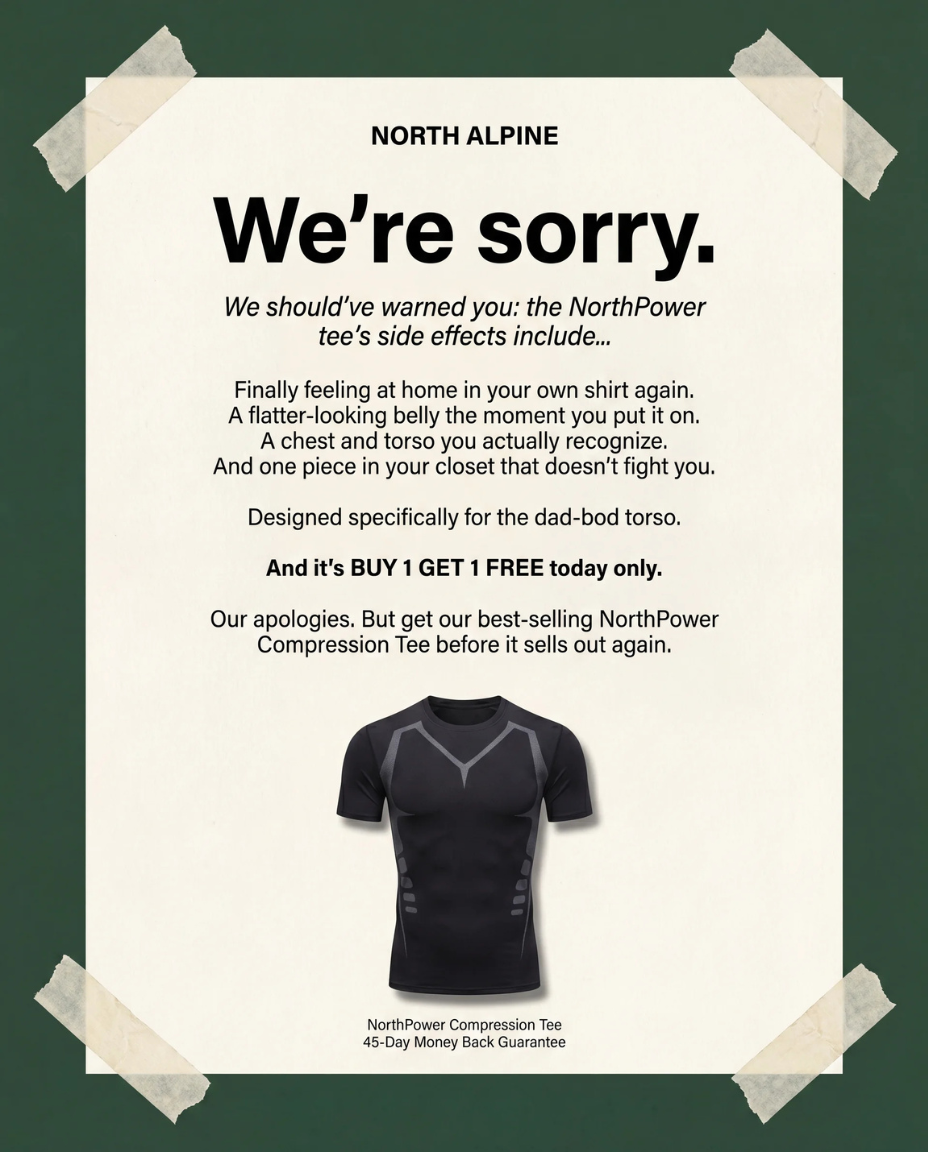 North Alpine US Facebook ad: Buy One, Get One FREE on all North Alpine compression…