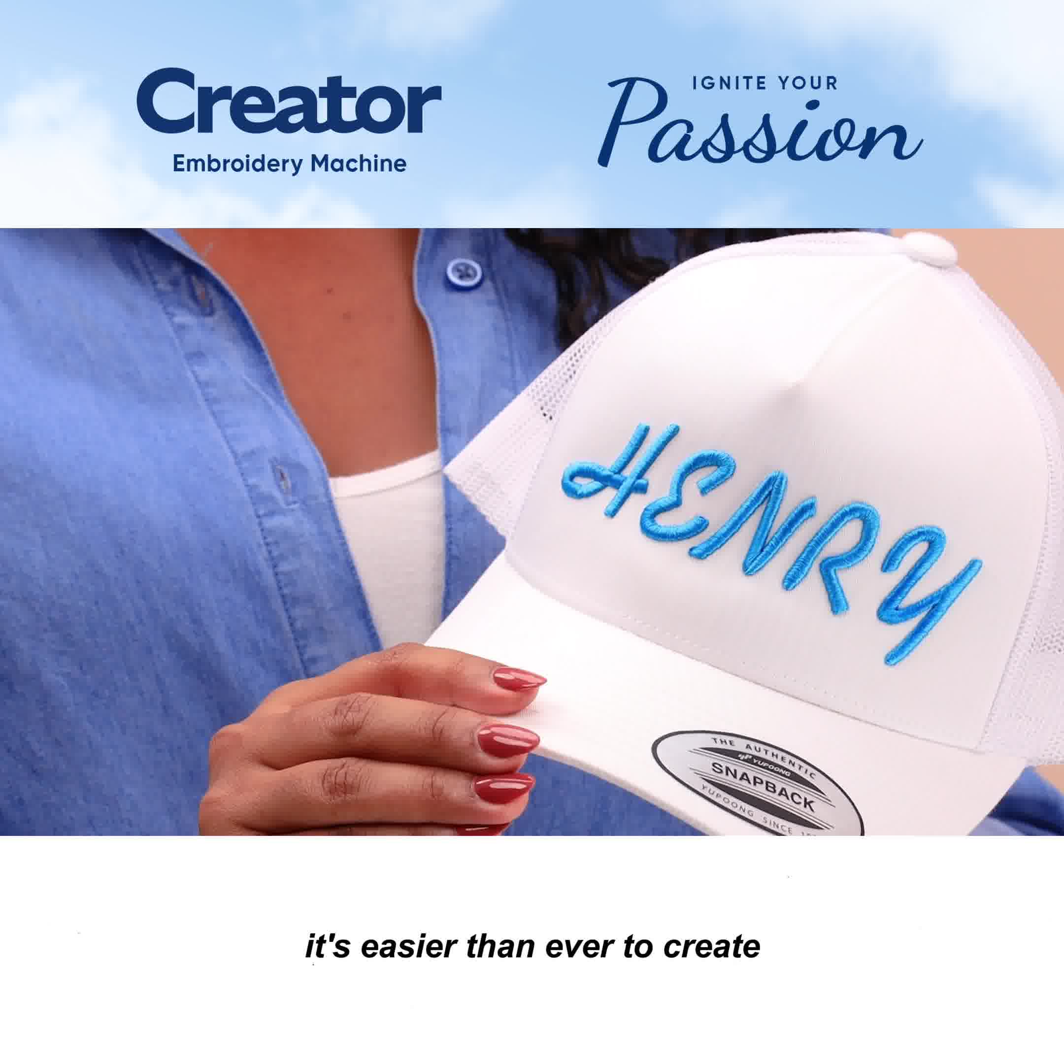 Ricoma Embroidery Machines Facebook ad: Create MORE for LESS with the Creator Embroidery Machine!