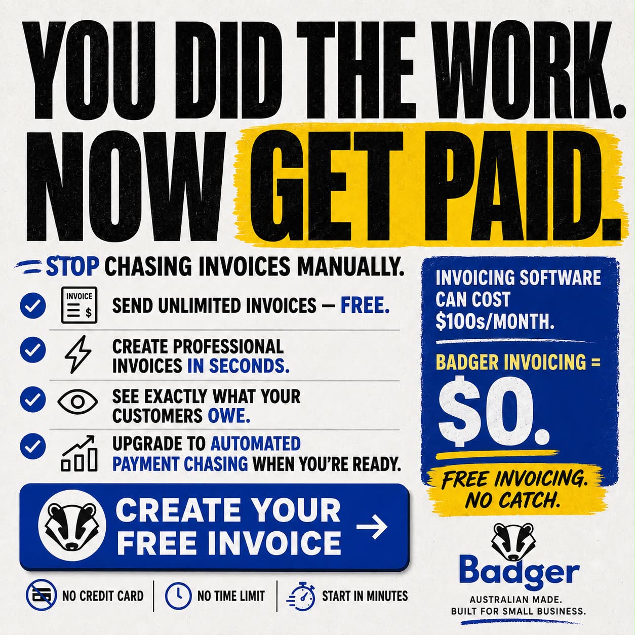 Badger AR Facebook ad: Badger, Get paid faster, without the awkward chase