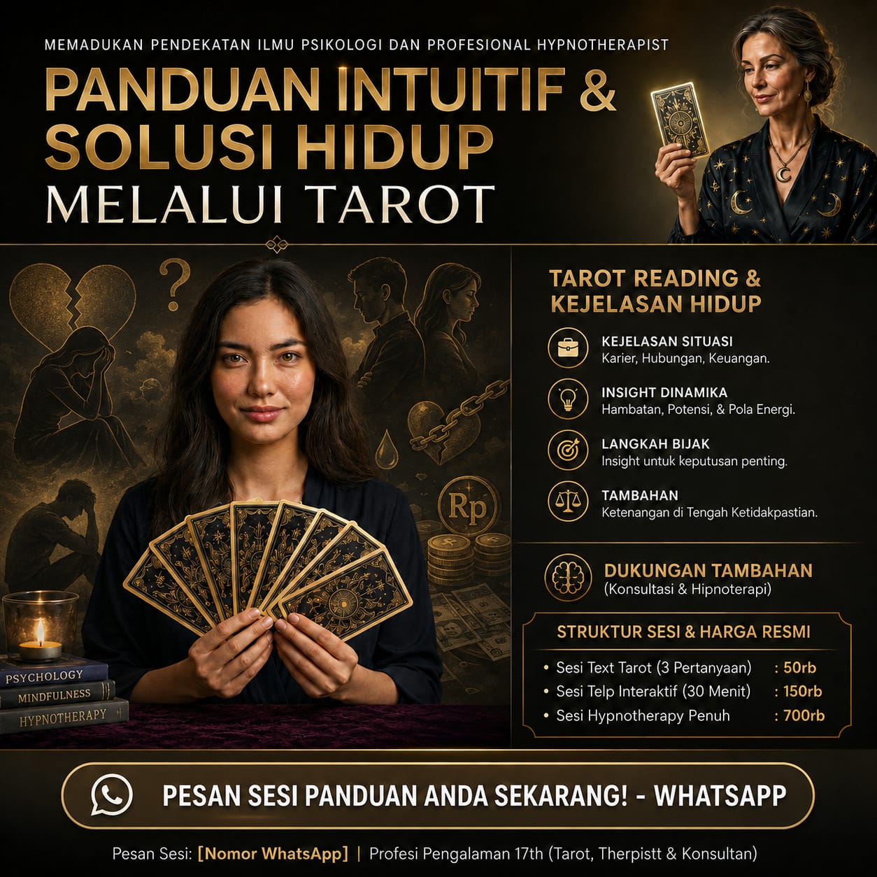 Habibi Hypnotherapist Tarot Reader Facebook ad: Baca TAROT dgn psikologi & Hypnotherapy Sdh bantu…
