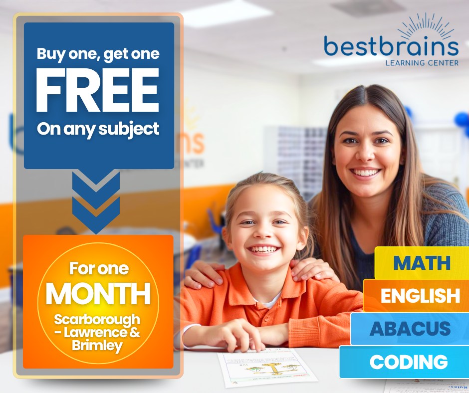 Best Brains Learning Center - Scarborough Lawrence & Brimley Facebook ad: Buy One Subject & Get One FREE!