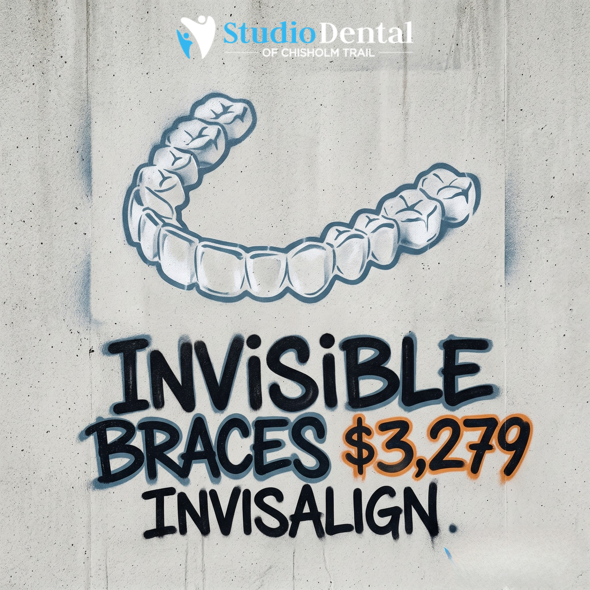 Studio Dental of Chisholm Trail Facebook ad: Hey Fort Worth, Invisalign for Just $3,279 is Here!