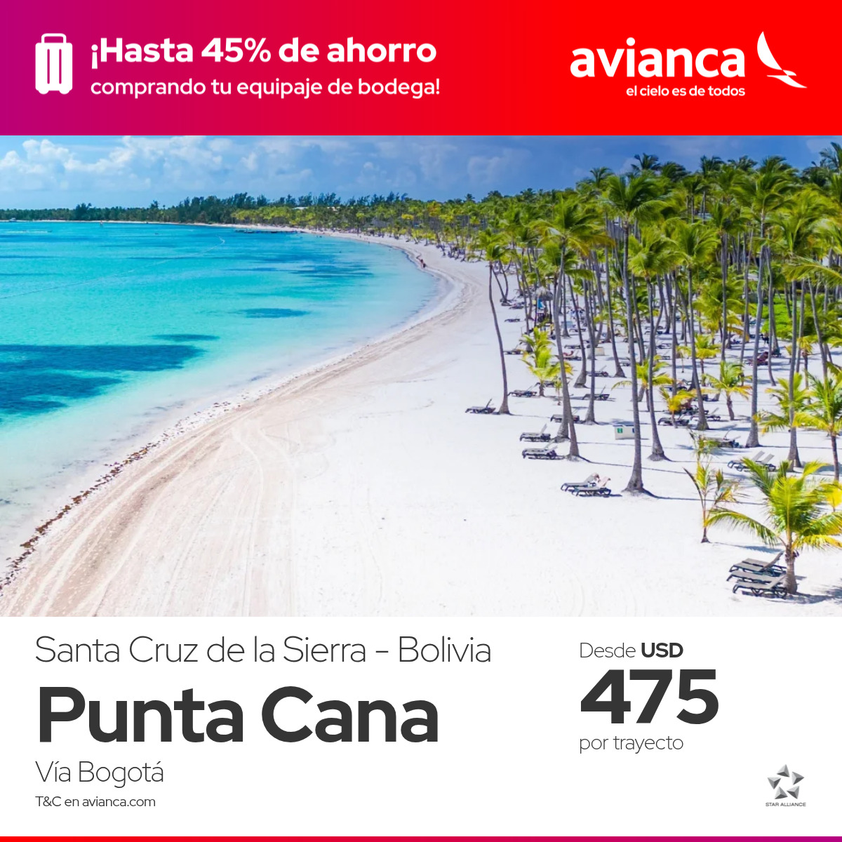 Avianca Facebook ad: Más destinos por descubrir