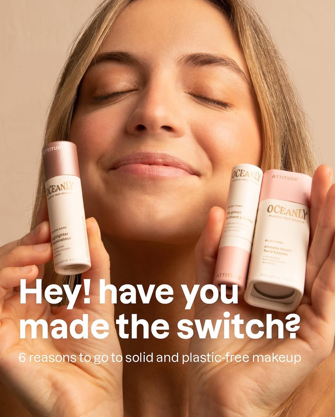 Oceanly Facebook ad: Less packaging. Less waste.