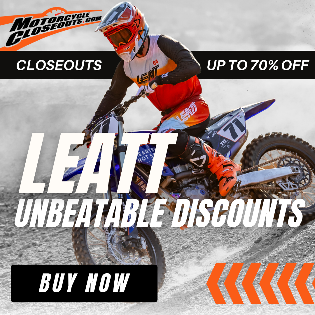 MotorcycleCloseouts Facebook ad: Shop Motorcycle Closeout Gear