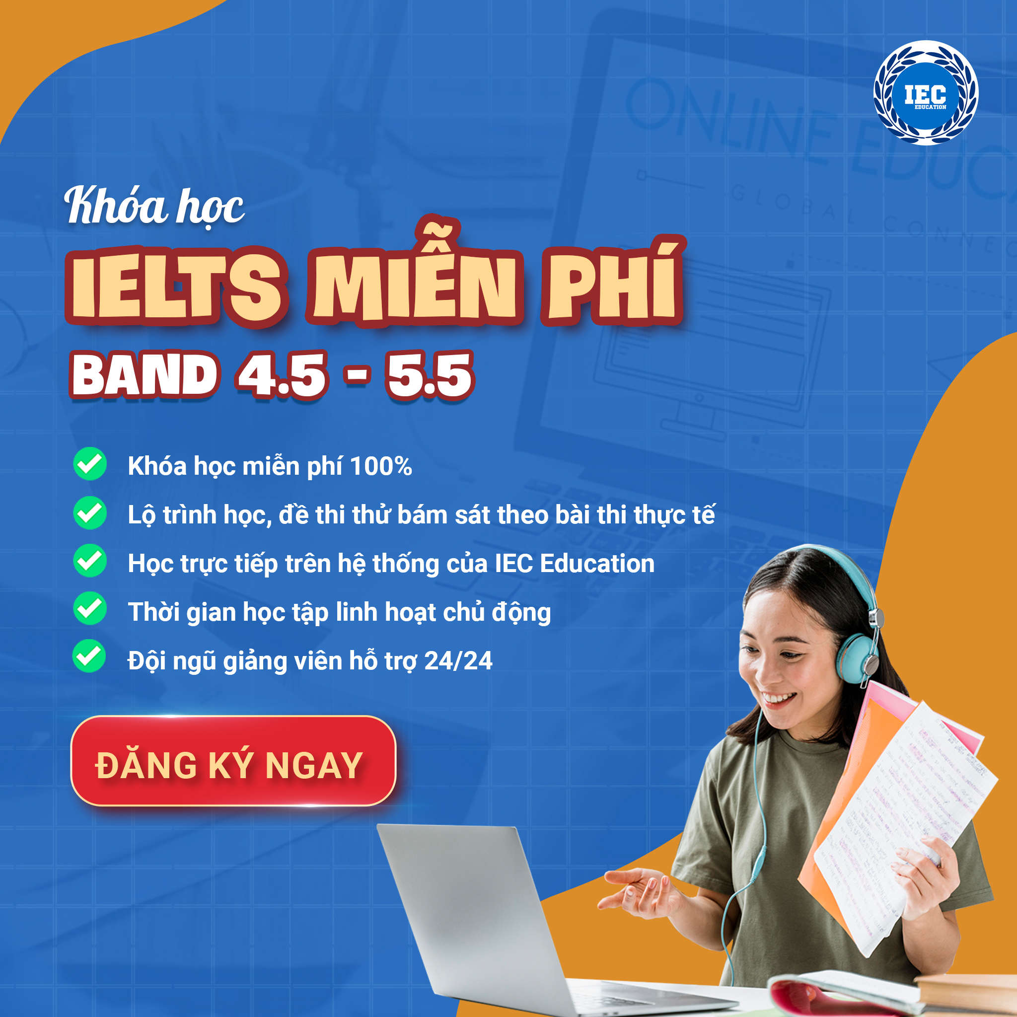ESL4U Facebook ad: KHÓA HỌC IELTS 0 ĐỒNG - VÌ SỨ…