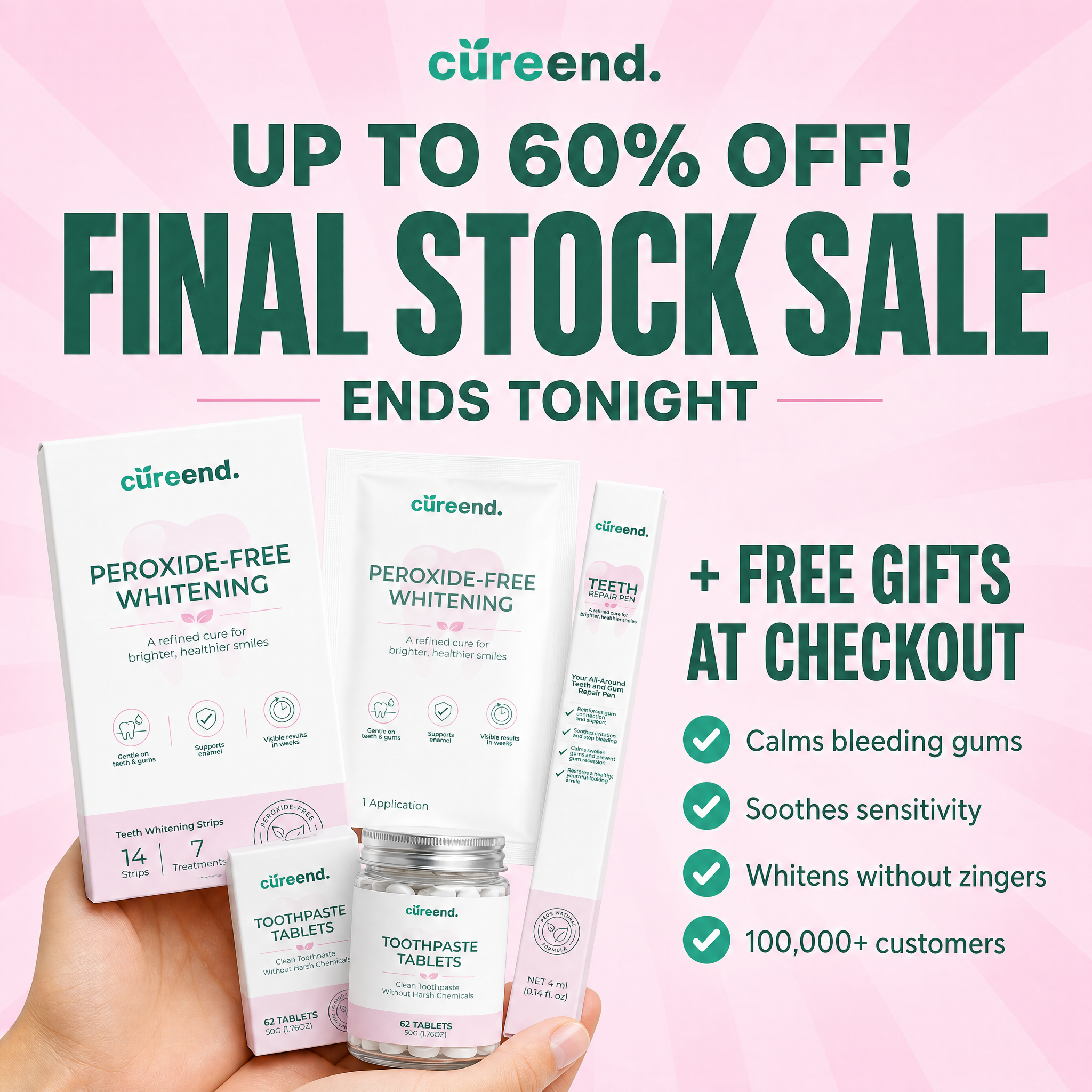 TryCureend Facebook ad: Shop Cureend Gum Care, Up To 60% OFF