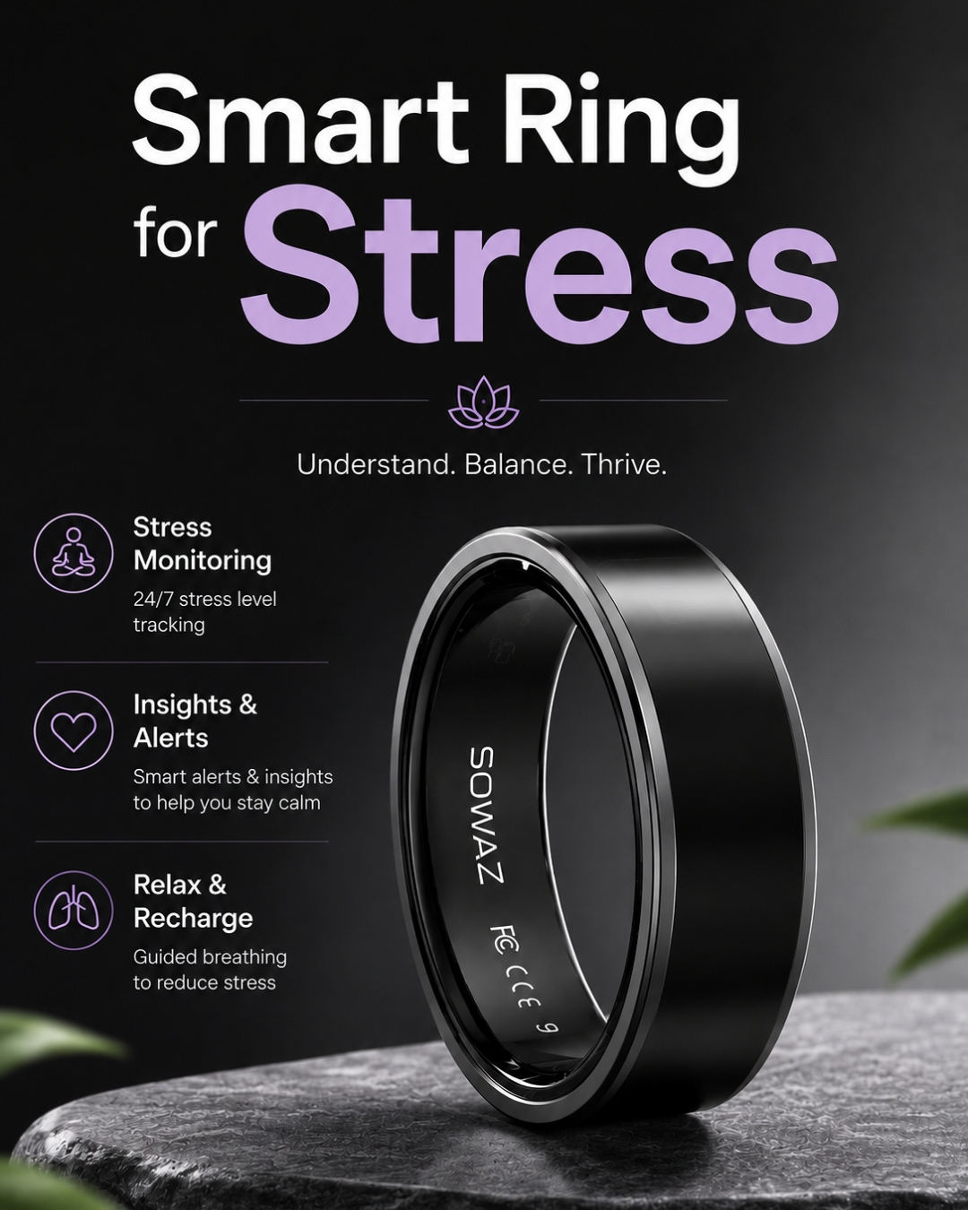 SOWAZ Facebook ad: Track Your Stress Daily
