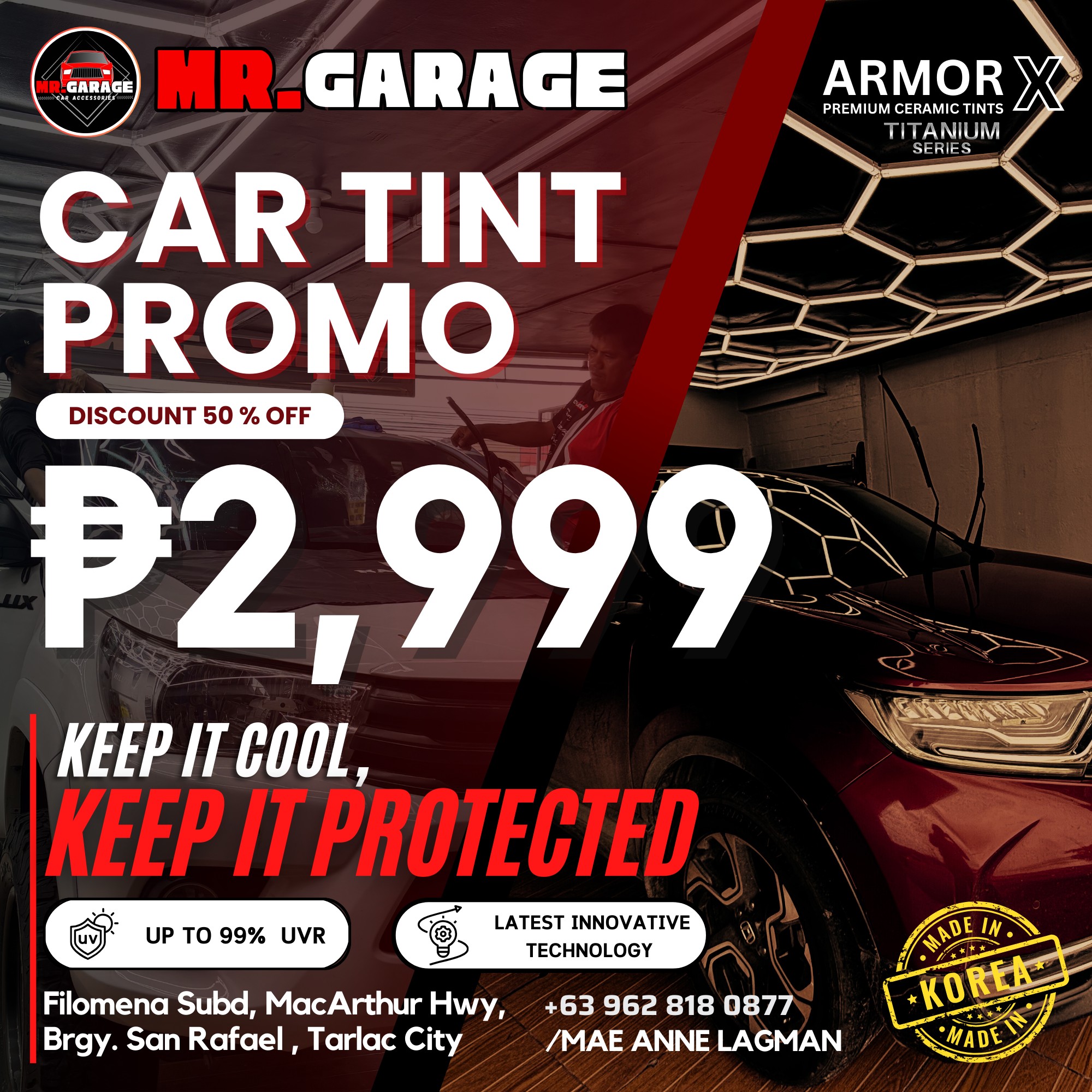 MR. Garage Car Accessories Facebook ad: Keep it COOL, keep it PROTECTED