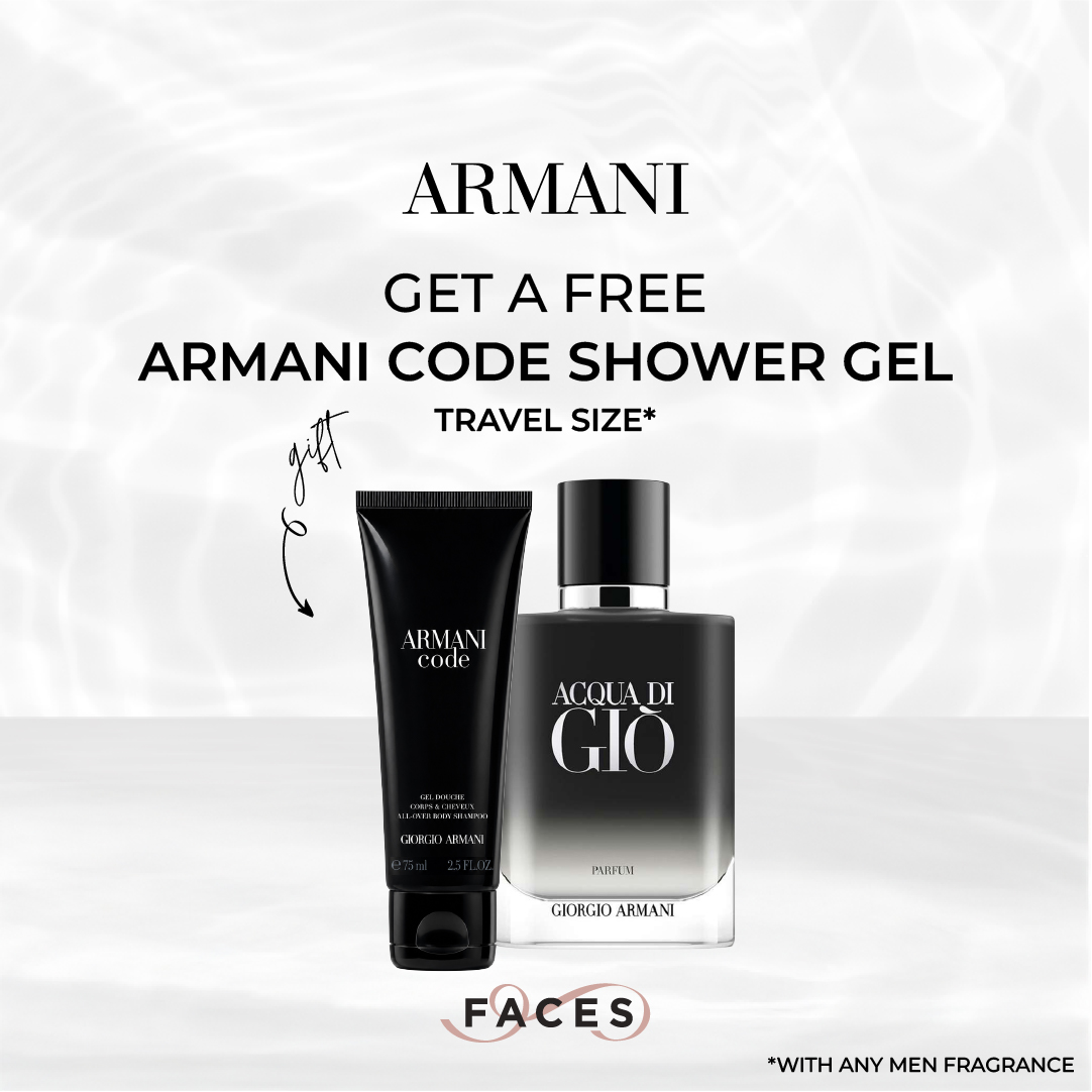 Faces Beauty Lebanon Facebook ad: Free Armani Code Shower Ge
