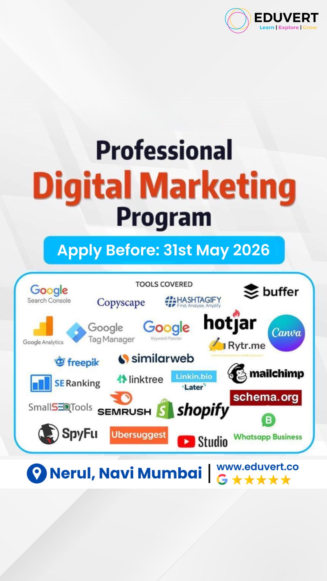 EduVert Facebook ad: Learn Digital Marketing and Launch Your Career
