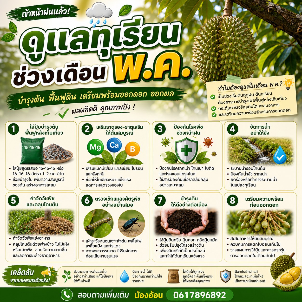 เพื่อนเกษตร Facebook ad: เข้าหน้าฝนแล้ว! ชาวสวนทุเรียนต้องดูแลให้ถูกจุด