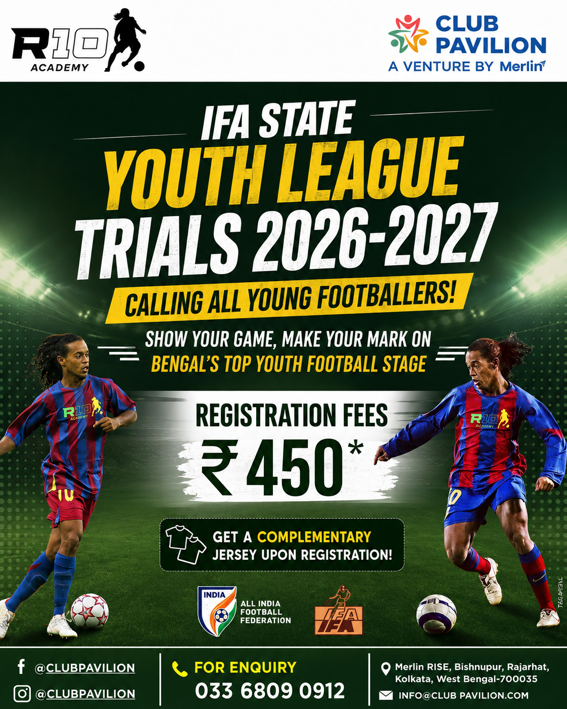 Club Pavillion Facebook ad: IFA Youth League Trials-Ready to Shine?