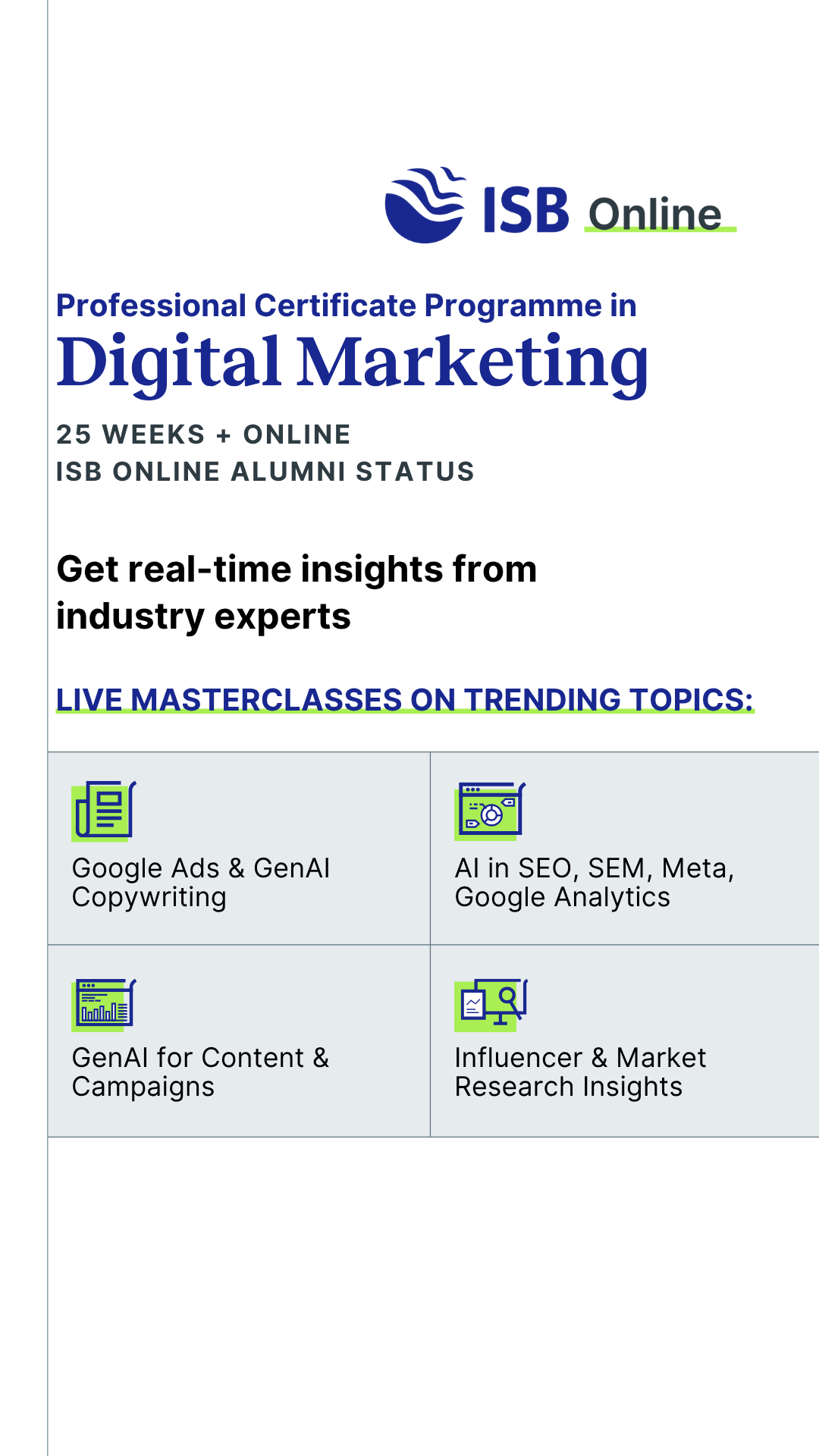 ISB Online's Professional Certificate Programme in Digital Marketing Facebook ad