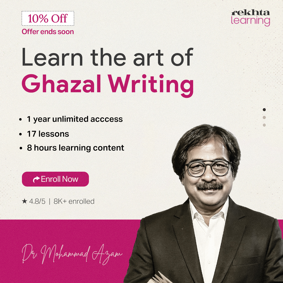Rekhta Learning Facebook ad: Ever read a sher and felt there was…