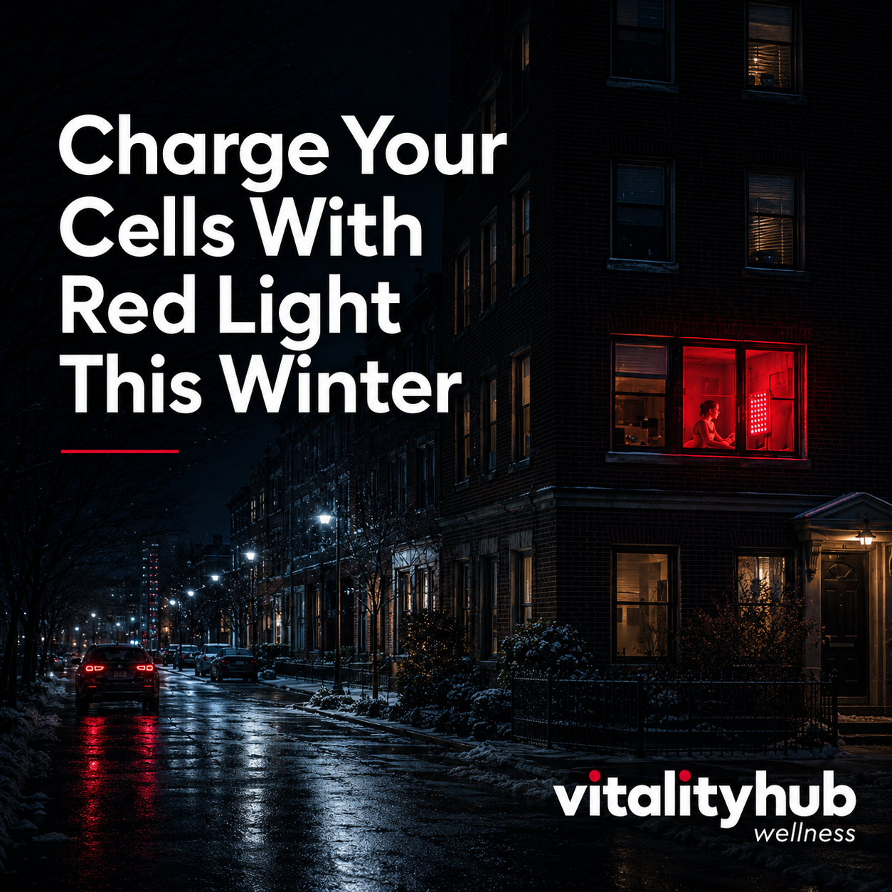 Vitality Hub Wellness Facebook ad: Charge Your Cells With Red Light This Winter