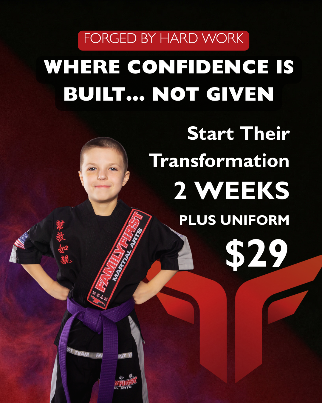 Family First Martial Arts Training Centers Facebook ad: Chat in Messenger