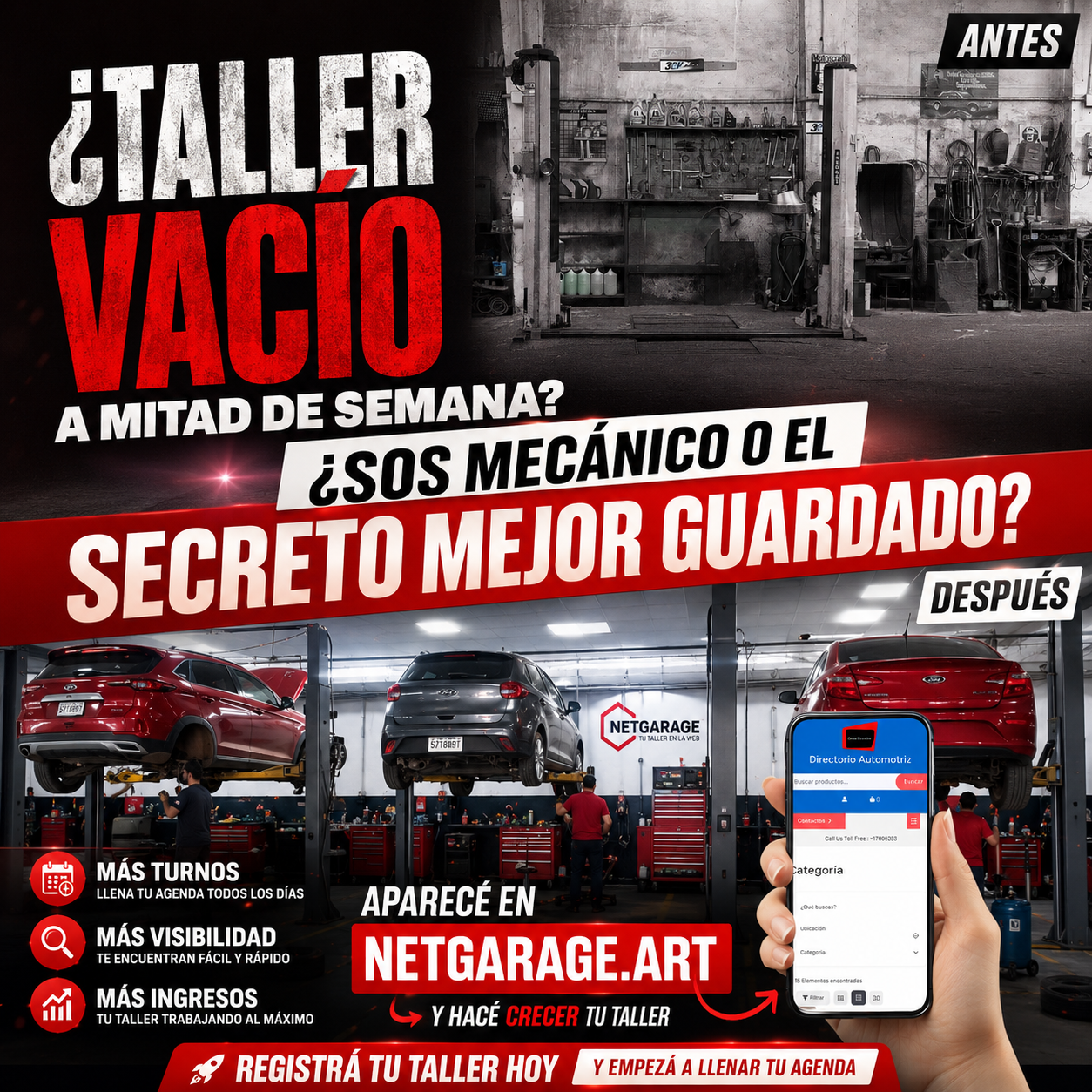 Net Garage Facebook ad: Chatea con nosotros